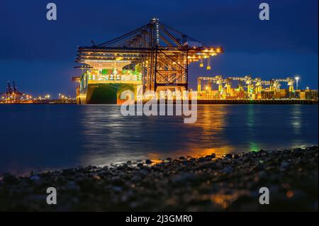 Ever Ace (Evergreen), le porte-conteneurs ultra grand format au port de Felixstowe - janvier 2022. Banque D'Images
