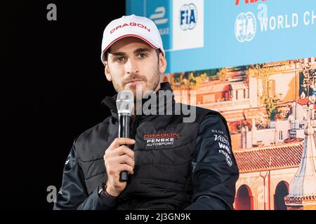 Rome, Italie. 08th avril 2022. Antonio Giovinazzi (DRAGON/PENSKE AUTOSPORT) assiste à la conférence de presse du E-Prix de Rome 2022 dans le cadre du championnat du monde de Formule E 8 de la FIA ABB à Rome, en Italie. Crédit : SOPA Images Limited/Alamy Live News Banque D'Images