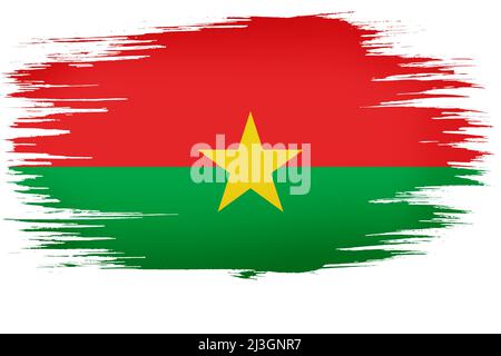 Pinceau coloré dessiné à la main peint drapeau national du Burkina Faso. Modèle pour bannière, carte, publicité, publicité TV, publicité, desi. web Banque D'Images