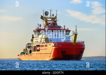 Le navire de recherche britannique Antarctic Survey Sir David Attenborough, mieux connu sous le nom de Boaty McBoatface - novembre 2021. Banque D'Images