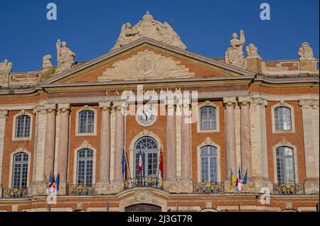 France, haute Garonne (31) Toulouse, la façade du capitole au coucher du soleil Banque D'Images