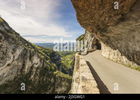 France, Isère, massif du Vercors, Parc naturel régional, la route à couper le souffle des Gorges de Nan Banque D'Images