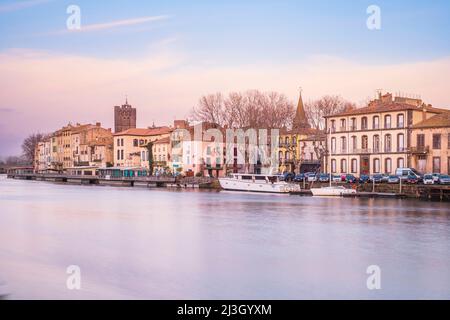 France, Hérault, Agde, les rives du fleuve Hérault Banque D'Images