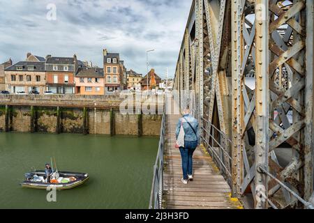 France, Seine Maritime, Dieppe, Côte d'Abatre, quartier Pollet, Le pont Colbert, tournant de la fin du 19th siècle, est classé monument historique Banque D'Images