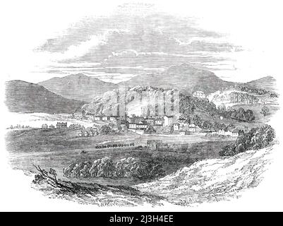 Ouverture du chemin de fer de Whitehaven et Furness Junction - Broughton, 1850. « Toute la ligne de Whitehaven à Broughton regorge de paysages magnifiques et d'objets intéressants non seulement pour l'antiquaire et l'architecte, mais aussi pour le touriste en général... la distance de Whitehaven à Broughton est de trente-quatre miles ». De "Illustrated London News", 1850. Banque D'Images