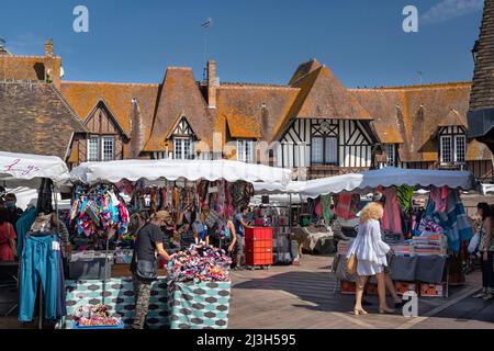 France, Normandie, Calvados, Côte fleurie, Deauville, place du marché Banque D'Images