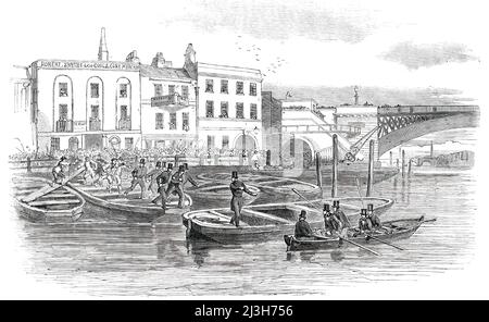 L'attaque tardive contre le maréchal Haynau - évasion du maréchal Haynau dans la police Galley, 1850. Au cours d'une visite à Londres, le général autrichien Julius Jacob von Haynau a été attaqué par une foule en colère qui s'est opposée à la « cruauté sanguinaire au cours des dernières opérations militaires qu'il a menées en tant que commandant en chef contre les Hongrois ». Cette cruauté '... a obtenu pour lui, à travers le monde civilisé, le titre tristement célèbre de la "Butcher Haynau"...in un bref moment l'inspecteur Squires est arrivé à la George [Inn, où Haynou avait essayé de se réfugier] avec un certain nombre de policiers, et avec grand Banque D'Images