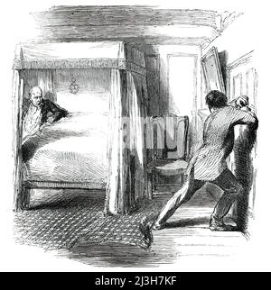 L'attaque tardive contre le maréchal Haynau - la chambre d'hote dans laquelle le maréchal Haynau a été caché, 1850. Après avoir été attaqué par des travailleurs en colère lors d'une visite dans une brasserie à Southwark, Londres, le général autrichien Julius Jacob von Haynau '... a couru d'une manière frénétique le long de Bankside jusqu'à ce qu'il arrive à la maison publique George, quand, en trouvant les portes ouvertes, Il s'est précipité et s'est déplacé à l'étage dans l'une des chambres, à l'étonnement total de Mme Benfield, la dame de terre, qui a rapidement découvert son nom et la raison de son entrée dans la maison. La furieuse tronnelle s'est précipitée après lui, menaçant de faire pour la &qu Banque D'Images