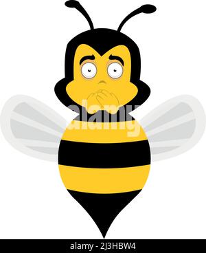 Illustration vectorielle d'une abeille de dessin animé couvrant sa bouche avec ses mains Illustration de Vecteur