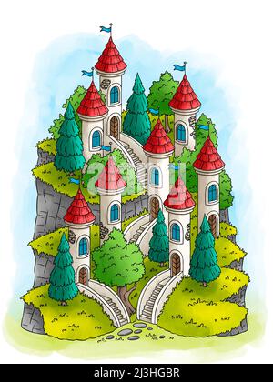 Illustration de maisons dessinées à la main, isométrique Banque D'Images
