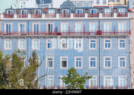 Façades colorées de maisons à Lisbonne, Portugal. Banque D'Images