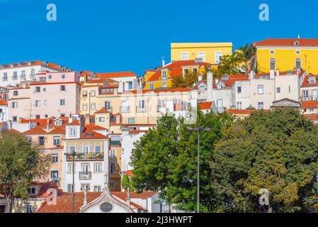Façades colorées de maisons à Lisbonne, Portugal. Banque D'Images