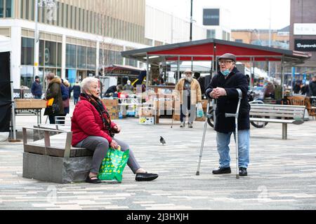 Barnsley Town Centre dans le sud du Yorkshire, qui a enregistré des taux incroyablement élevés de covid19 décès depuis le début de la pandémie du coronavirus. Banque D'Images