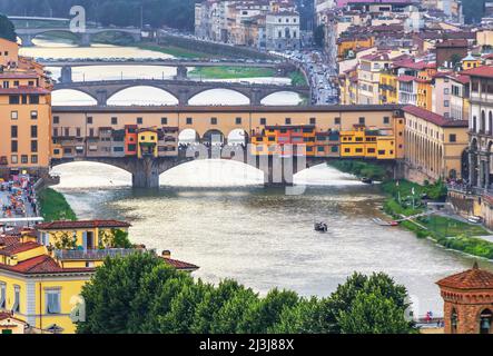 Vue sur Florence depuis Piazzale Michelangelo, Florence, Toscane, Italie Banque D'Images