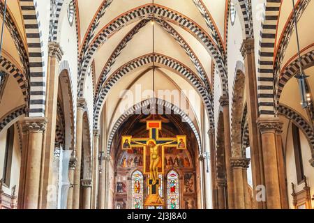 Basilique de l'intérieur de Santa Maria Novella, Florence, Toscane, Italie, Banque D'Images