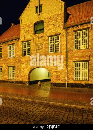 Nordermarkt à l'aube, Flensburg, Banque D'Images