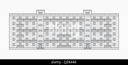 construction d'appartement soviétique façade vecteur d'illustration plate Illustration de Vecteur