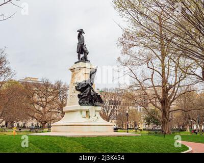 Washington DC, 31 2022 MARS - vue imprenable sur la statue de Rochambeau à Lafayette Square Banque D'Images