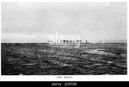 Photographie en demi-ton de la fête de Robert Falcon Scott laissée pour l'expédition de découverte en Antarctique en 1902 Banque D'Images