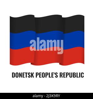 Drapeau de la République populaire de Donetsk isolé sur blanc. Etat non reconnu en Europe de l'est. Modèle vectoriel. Illustration de Vecteur