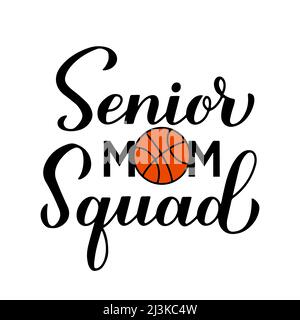 Lettres à la main pour maman senior. Citation de basket-ball calligraphie. Modèle vectoriel pour affiche typographique, bannière, autocollant, t-shirt, etc Illustration de Vecteur