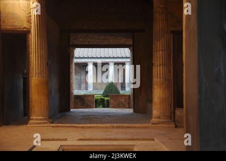 Une maison dans les ruines de Pompéi, près de Naples, en Italie ; dans les ruines de Pompéi, une ville romaine près de Naples, dans la province de Campanie, dans le sud de l'Italie. Banque D'Images