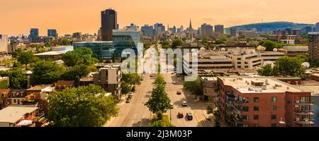 Vue de Montréal depuis le pont Jacques-Cartier; Montréal, Québec, Canada Banque D'Images