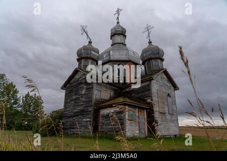 Église abandonnée dans les régions rurales de la Saskatchewan; Maryville, Saskatchewan, Canada Banque D'Images