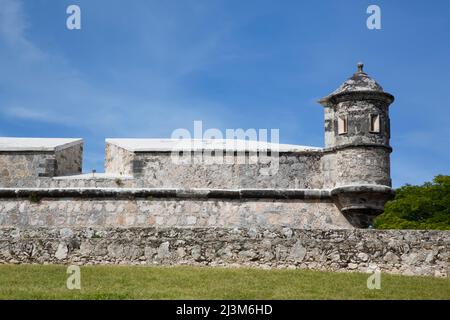 Murs extérieurs du fort de San Jose el Alto, Campeche, Mexique; Campeche, État de Campeche, Mexique Banque D'Images