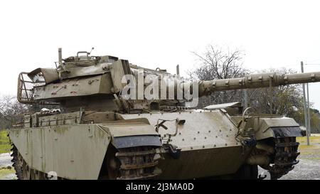 Le Centurion le principal char de bataille de l'armée britannique de l'après-guerre de la période de la Seconde Guerre mondiale exposé comme monument de char, Israël. Variante Sho't israélienne de Banque D'Images