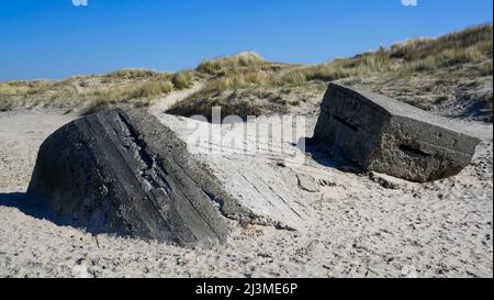 blockhaus allemand de la Seconde Guerre mondiale, vestiges du mur de l'Atlantique, Bray-Dunes, Nord, hauts-de-France, France Banque D'Images