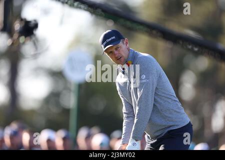 Géorgie, États-Unis . 08th avril 2022. Les grands Britanniques Justin Rose sur le 1st trou lors de la deuxième partie du tournoi de golf 2022 Masters au Augusta National Golf Club à Augusta, Géorgie, États-Unis, le 8 avril 2022. Crédit: Koji Aoki/AFLO SPORT/Alay Live News crédit: AFLO Co. Ltd./Alay Live News Banque D'Images