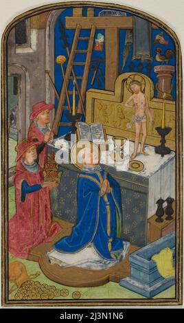 La messe de Saint Grégoire, d'un livre des heures, 1460/70. Banque D'Images