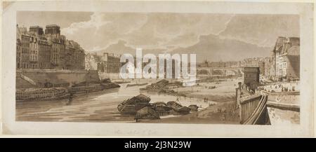 Vue sur la ville avec le Louvre, etc., prise de Pont Marie, d'Une sélection de vingt des vues les plus pittoresques de Paris, 1802. Banque D'Images