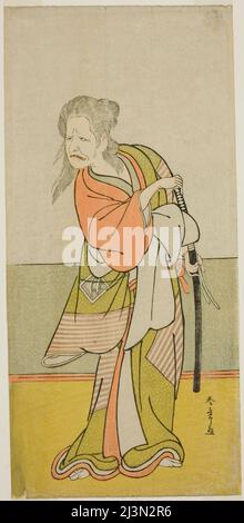 L'acteur Nakajima Kanzaemon III comme Yaguchi no Karasu-baba dans la pièce Hono Nitta Daimyojin, a joué au théâtre Morita au septième mois, 1777, Japon, c. 1777. Banque D'Images