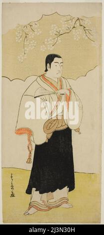 L'acteur Ichikawa Monnosuke II comme le moine Renseibo dans le jeu Hatsumombi kuruwa Soga, a joué au théâtre Nakamura dans le troisième mois, 1780, Japon, c. 1780. Banque D'Images