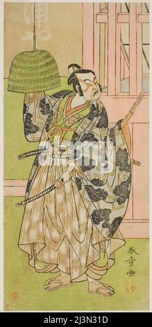 L'acteur Ichimura Uzaemon IX comme Fuwa Banzaemon dans The Play Keisei Nagoya OBI, a joué au théâtre Ichimura au huitième mois, 1771, Japon, c. 1771. Banque D'Images