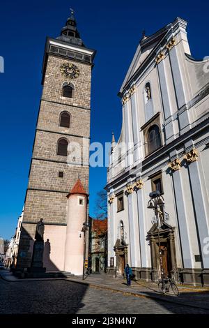 Tour noire dans la ville intérieure de Budweis (Ceske Budejovice) en République tchèque Banque D'Images