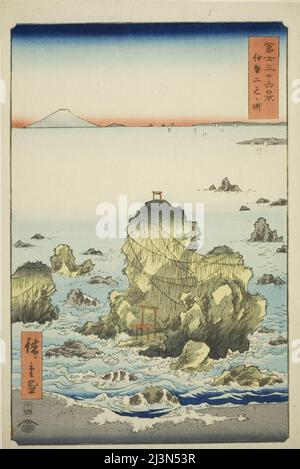 Futami Bay dans la province de l'ISE (ISE Futamigaura), de la série "trente-six vues du Mont Fuji (Fuji sanjurokkei)", 1858. Banque D'Images