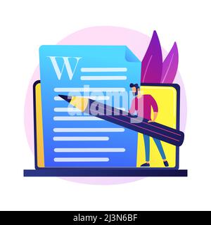 Rédaction de contenu créatif. Rédaction, blogging, marketing Internet. Édition et publication de texte d'article. Documents en ligne. Rédacteur, caractère éditeur. Illustration de Vecteur