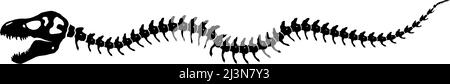 Dinosaure squelette rampant décoration un élément sur blanc Illustration de Vecteur