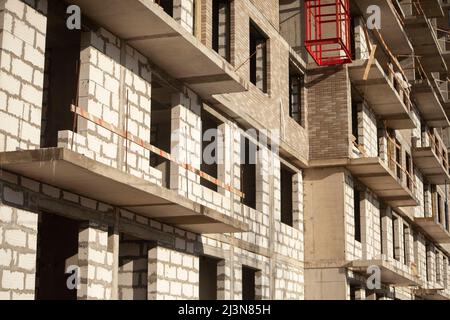 Détails de la maison en construction.Blocs de béton. Banque D'Images