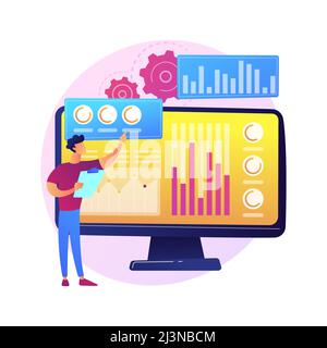 Recherche de données statistiques, indicateurs de performance de l'entreprise, retour sur investissement. Pourcentage, fluctuation des indices, changement significatif. Vecteur i Illustration de Vecteur