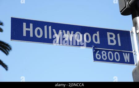 Hollywood Boulevard Street Signm Los Angeles, Californie. Banque D'Images