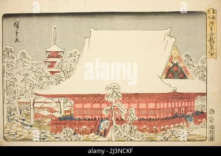 La foire de fin d'année au temple de Kinryuzan à Asakusa (Asakusa Kinryuzan toshi no ichi), de la série "lieux célèbres dans la capitale orientale (Toto meisho)", 1856. Banque D'Images