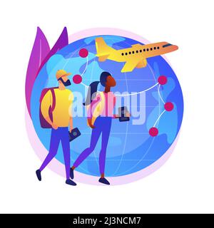 Illustration du vecteur de concept abstrait Global Voyager. Assurance mondiale, voyage dans le monde, tourisme international, agence de voyage, vacances-travail, luxe va Illustration de Vecteur