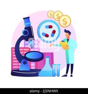 Illustration du vecteur du concept abstrait commercial pharmacologique. Industrie pharmacologique, industrie pharmaceutique, recherche et production en médecine, ph Illustration de Vecteur