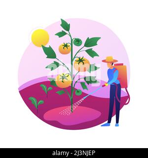 Illustration du vecteur de concept abstrait de lutte contre les mauvaises herbes. Entretien de jardinage, lutte contre les ravageurs, produits chimiques de pulvérisation, désherbage, service d'entretien de pelouse, herbicide et Illustration de Vecteur