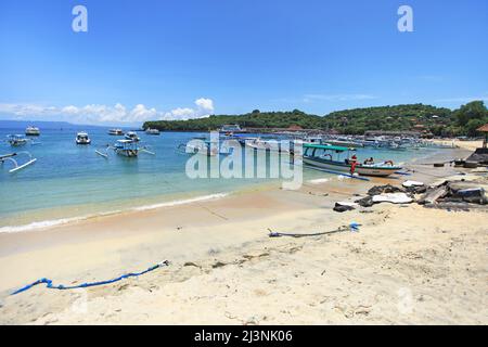 Plage de Padangbai dans l'est de Bali, Indonésie. Banque D'Images