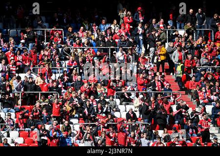 Munich, Allemagne. 09th avril 2022. Football: Bundesliga, Bayern Munich - FC Augsburg, Matchday 29, Allianz. Les fans du Bayern sont dans les stands avant le match. Credit: Sven Hoppe/dpa/Alay Live News Banque D'Images